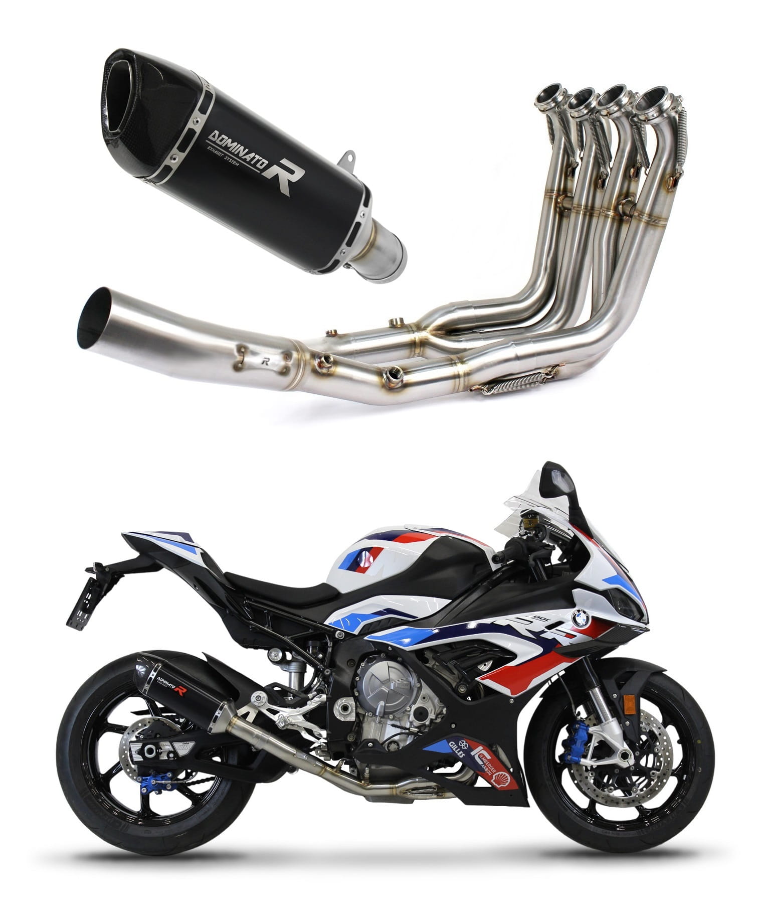 BMW M1000RR 2021 – 2022 Full Exhaust System Collector Silencer HP6 BLACK + dB killer medium