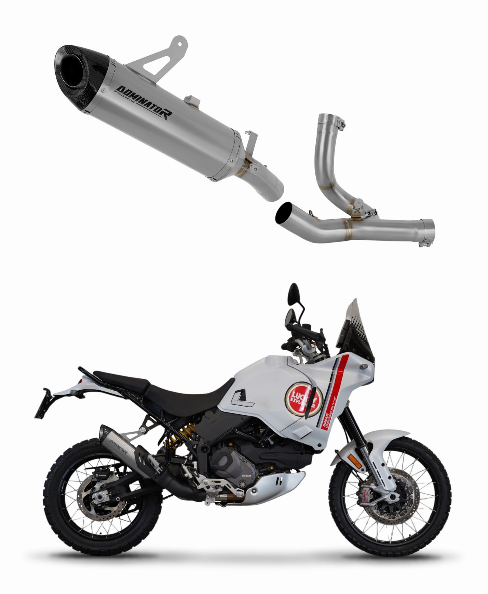 Ducati Desert X 2022 – 2023 Exhaust System Collector Silencer Titanium HP8 + dB killer