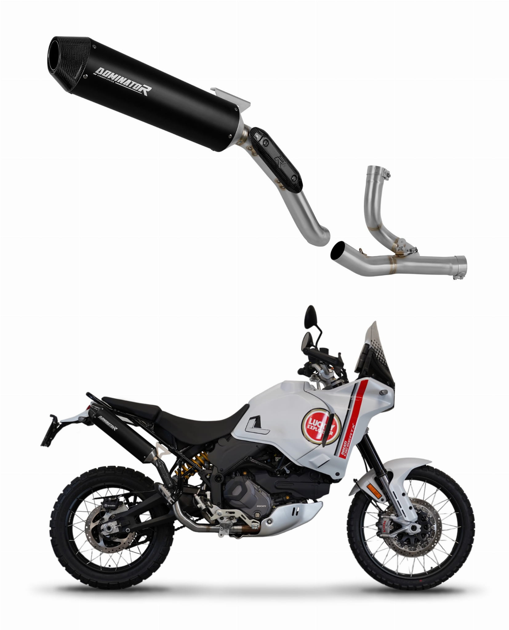 Ducati Desert X 2022 – 2023 Exhaust System Collector Silencer MX2 BLACK + dB killer