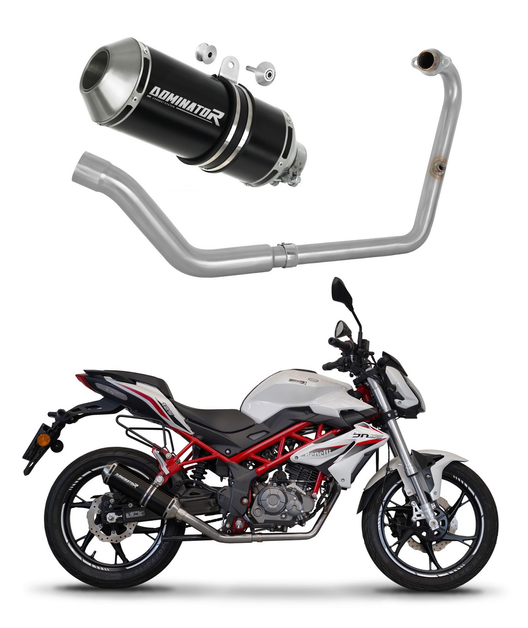 Benelli BN 125 2018 – 2023 Full Exhaust System Collector Silencer OV G2 BLACK + dB killer