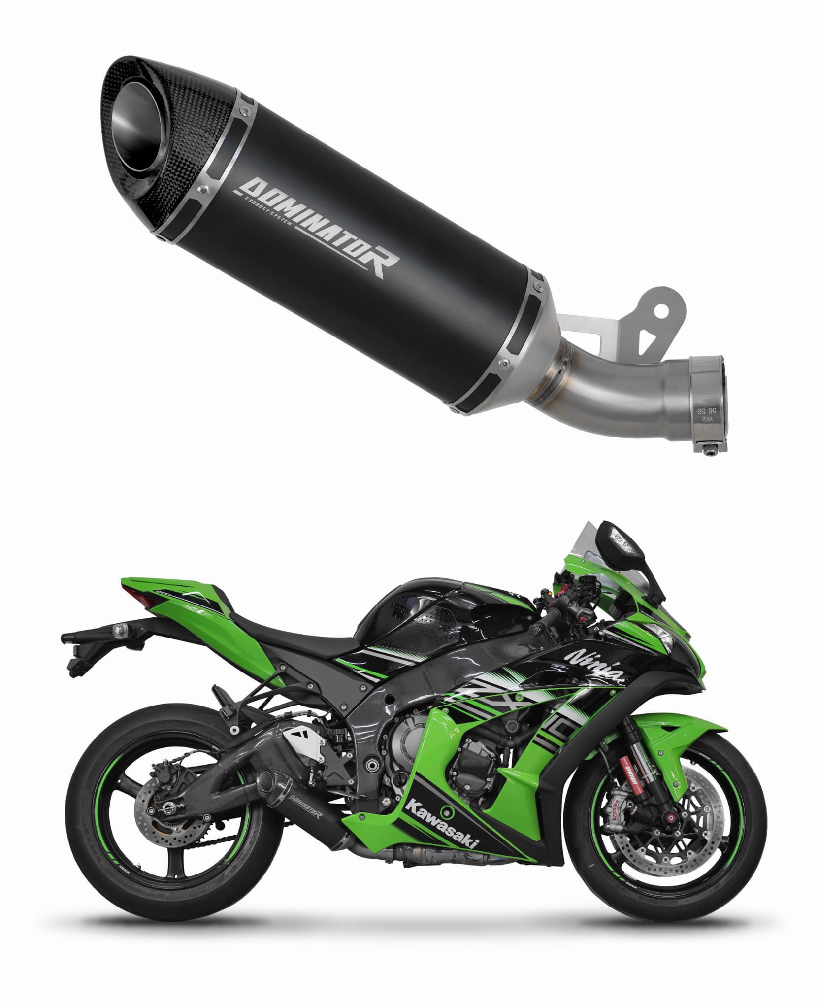 Kawasaki ZX10R 2016 – 2020 Exhaust Silencer Muffler HP8 BLACK + dB killer