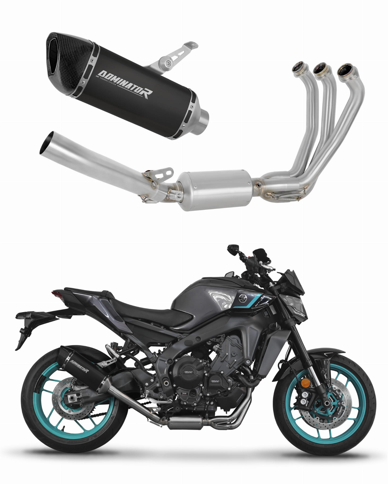 Yamaha MT-09 2024 Full Exhaust System Collector Silencer HP6 BLACK + dB killer