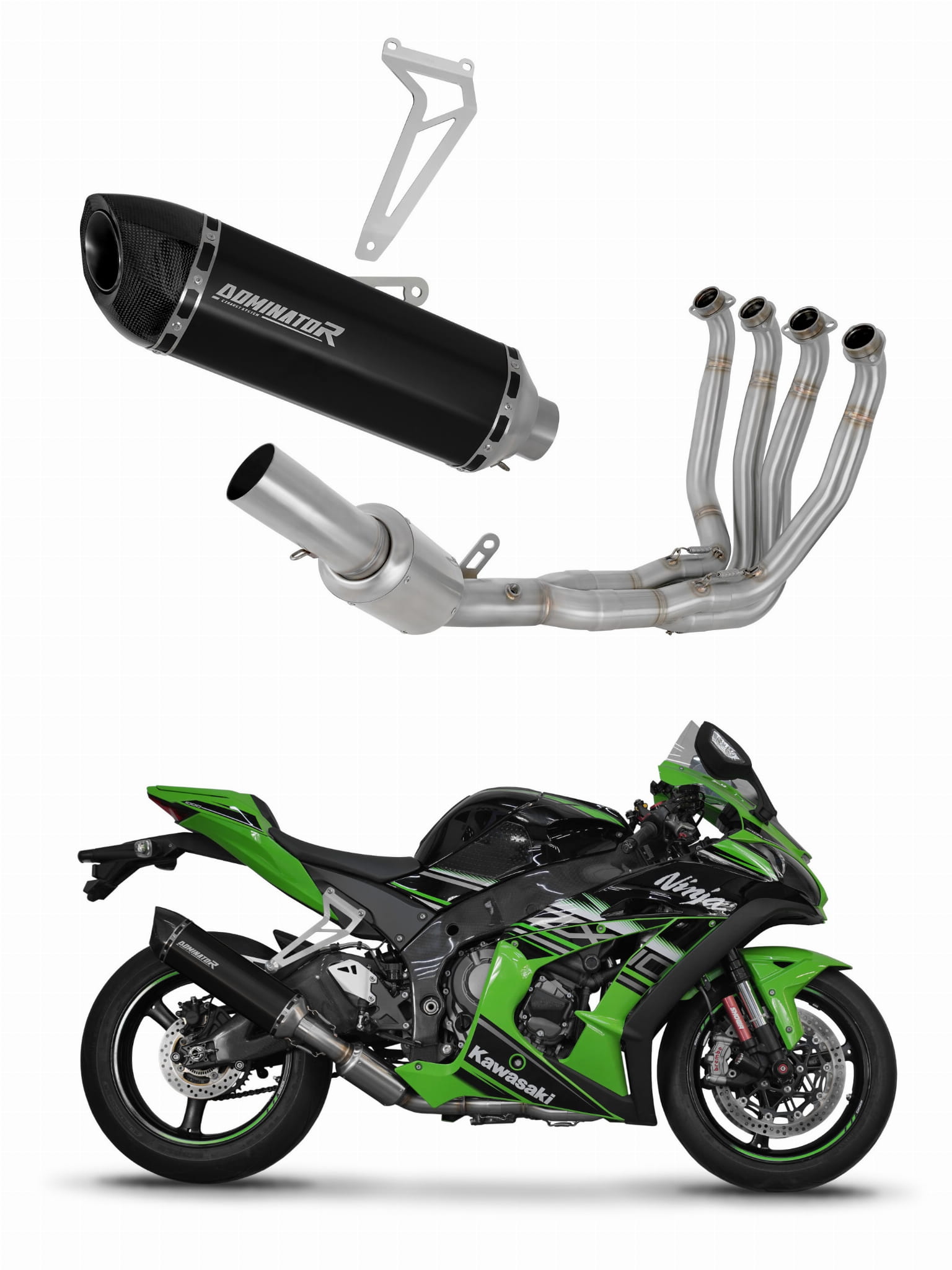 Kawasaki ZX10R 2016 – 2020 Full Exhaust System Collector Silencer HP5 BLACK + dB killer