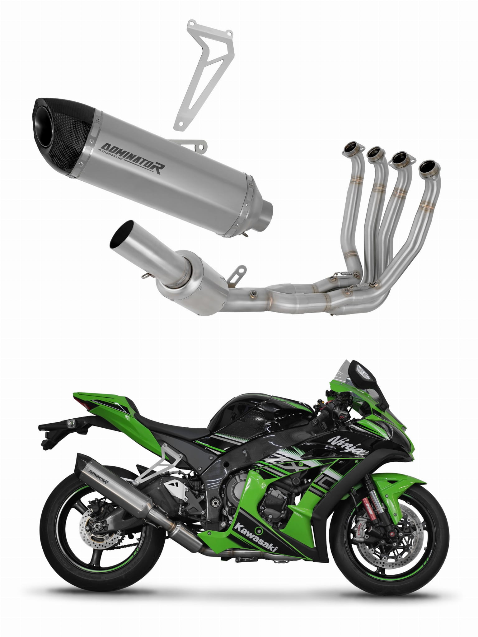 Kawasaki ZX10R 2016 – 2020 Full Exhaust System Collector Silencer Titanium HP5 + dB killer